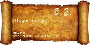 Blayer Ernye névjegykártya